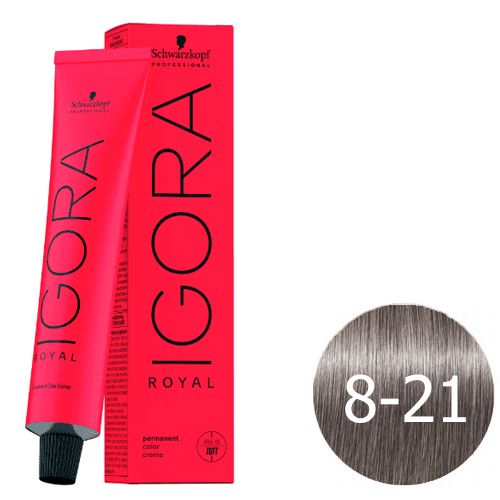 Schwarzkopf Igora Royal Tinte Permanente 8-21 - Rubio Claro Humo Ceniza 60 ml