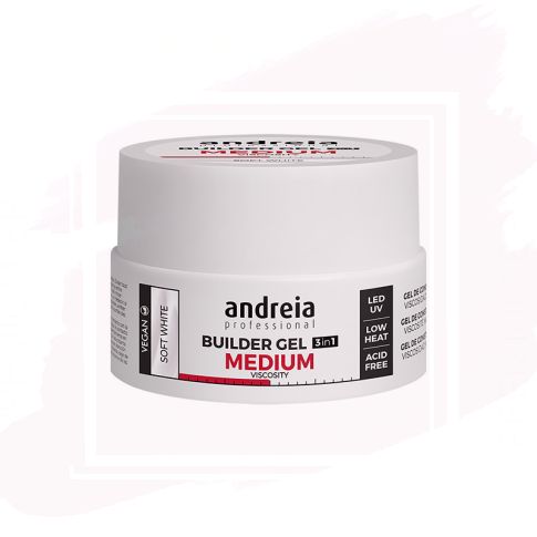 Andreia Professional Builder Gel Medium Viscosity Gel Construcción de Uñas Soft White 22 g