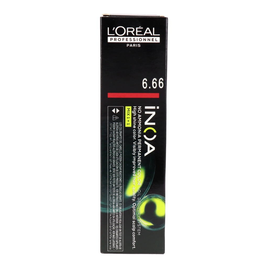 L'Oréal Inoa Tinte Sin Amoníaco 6.66 Carmilane - Rubio Oscuro Rojo Profundo 60 ml