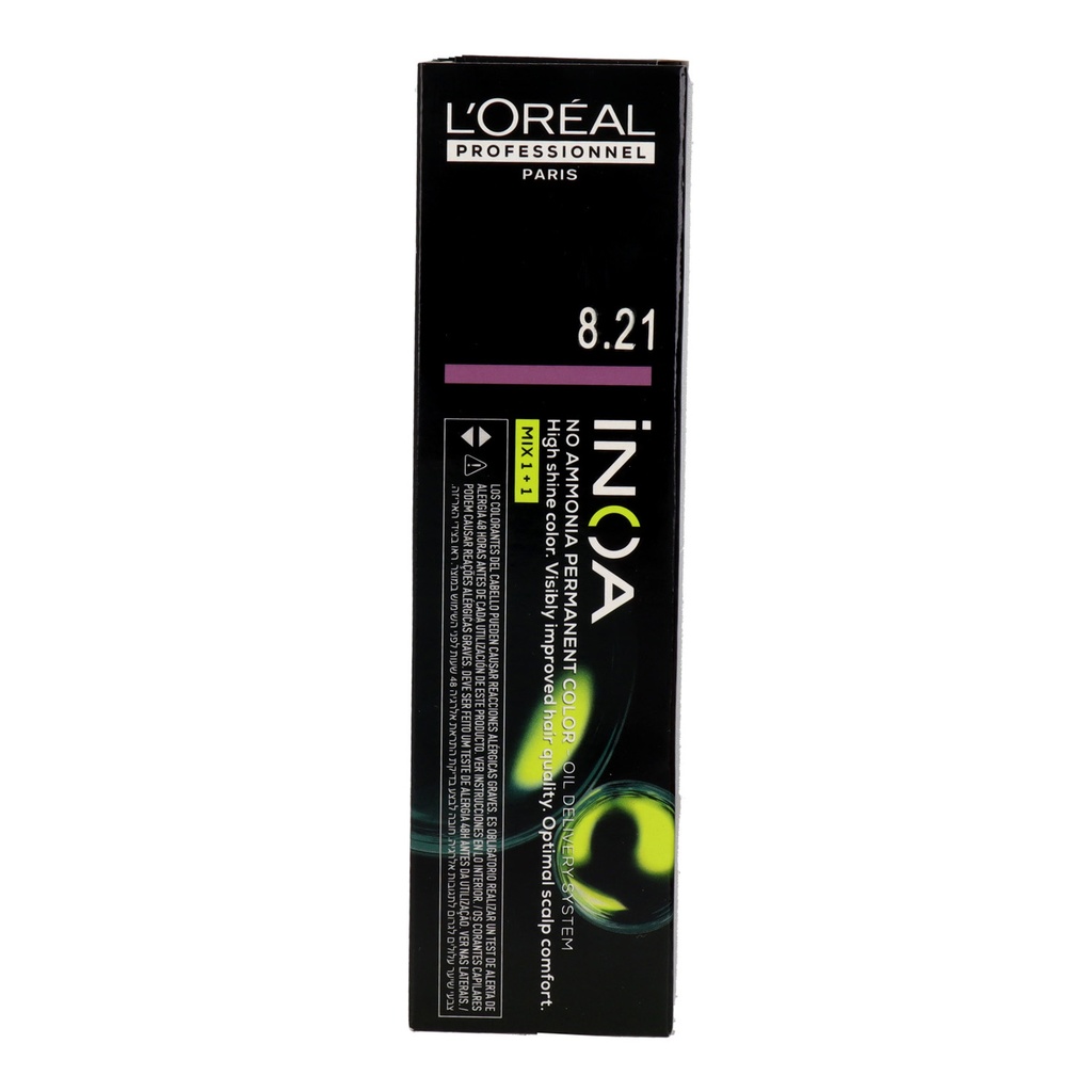 L'Oréal Inoa Tinte Sin Amoníaco 8.21 - Rubio Claro Irisado Ceniza 60 ml