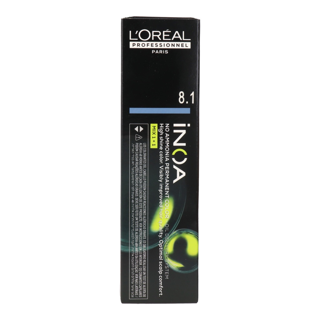 L'Oréal Inoa Tinte Sin Amoníaco 8.1 - Rubio Claro Ceniza 60 ml