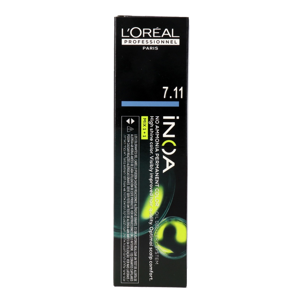 L'Oréal Inoa Tinte Sin Amoníaco 7.11 - Rubio Medio Ceniza Intenso 60 ml