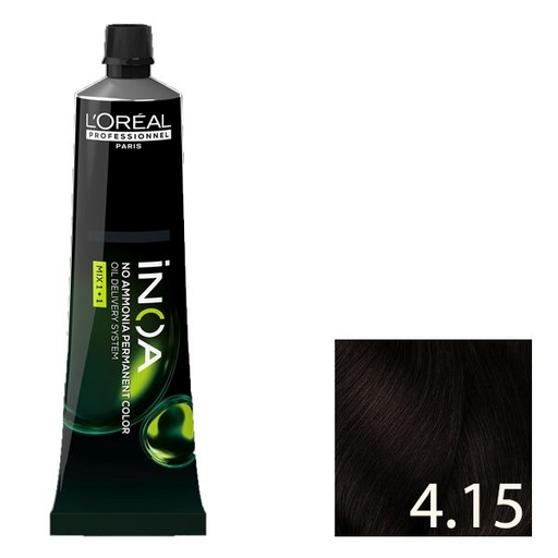 L'Oréal Inoa Tinte Sin Amoníaco 4.15 - Castaño Ceniza Caoba 60 ml**