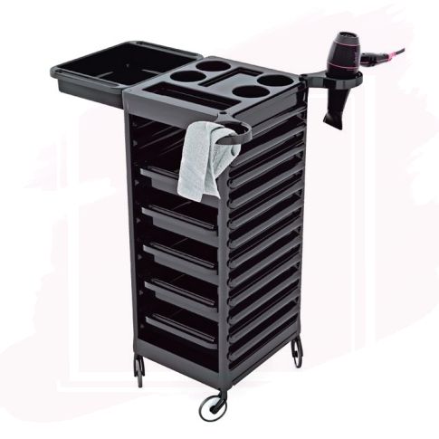 OUTLET Eurostil Carrito de Peluquería de Plástico Negro con Bandeja Auxiliar 04276/50**