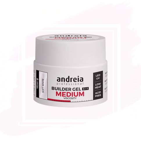 Andreia Professional Builder Gel Medium Viscosity Gel Construcción de Uñas Soft White 44 g