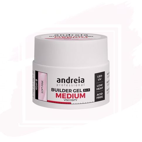 Andreia Professional Builder Gel Medium Viscosity Gel Construcción de Uñas Soft Pink 44 g