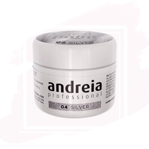 Andreia Gel Paint Esmalte para Nail Art 04 Silver 4 ml