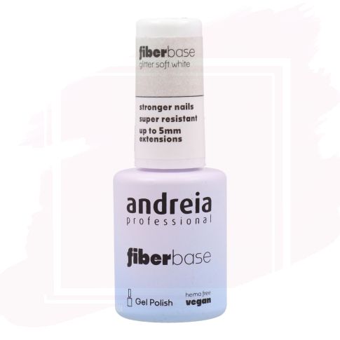 Andreia Gel Polish Fiber Base Color Glitter Soft White 10,5 ml