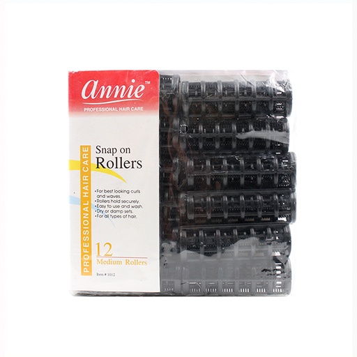 Annie Snap-On Rulos Negro (12und/med) 1012