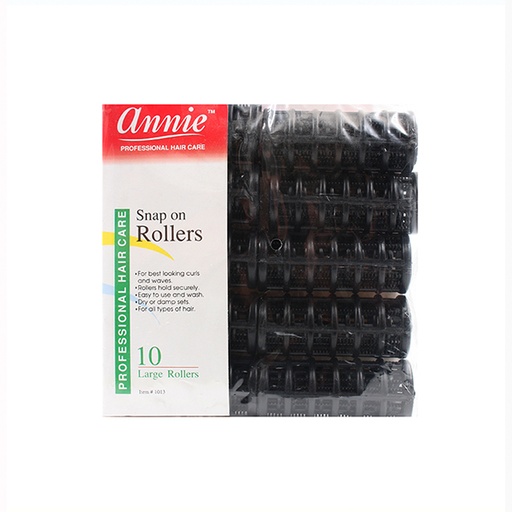 Annie Snap-On Rulos Negro (10und/grande) 1013