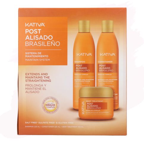 Kativa Post Alisado Brasileño Kit Champú + Acondicionador + Tratamiento