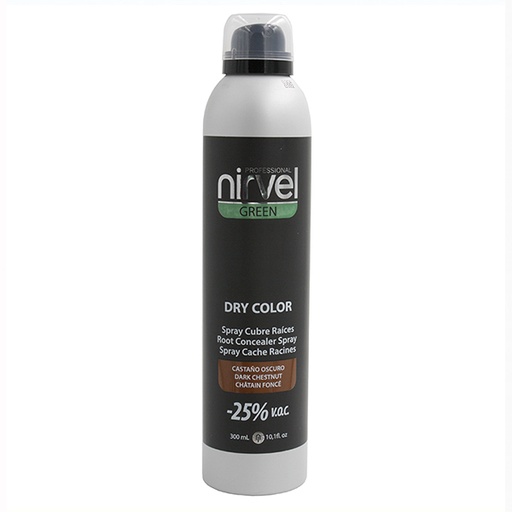 Nirvel Green Dry Color Spray Cubrecanas Castaño Oscuro 300 ml